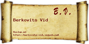 Berkovits Vid névjegykártya